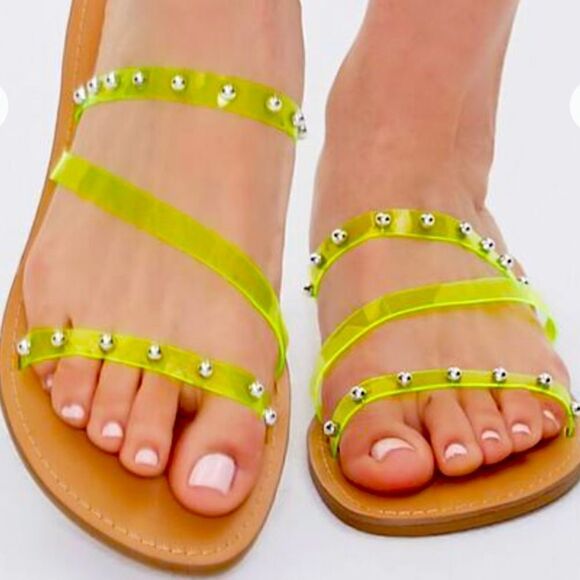 Lime Transparent Sandals   - Picture 1 of 4